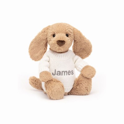 Jellycat Bashful Toffee Puppy with Cream Jumper New Zealand | JGBSY5372